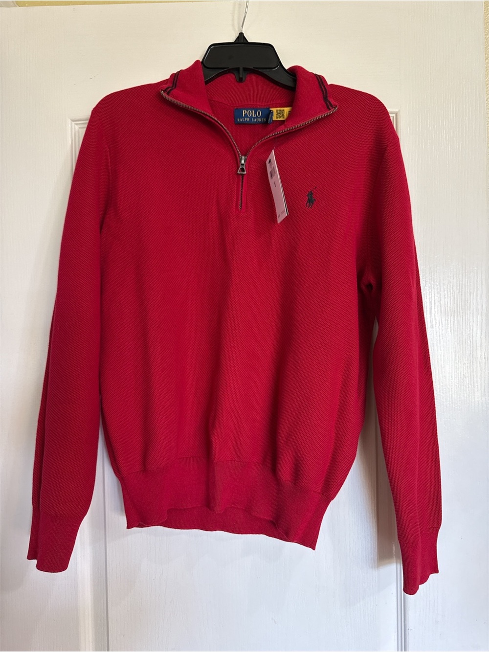 Polo Ralph Lauren Red Quarter Zip Sweater NWT Size Small